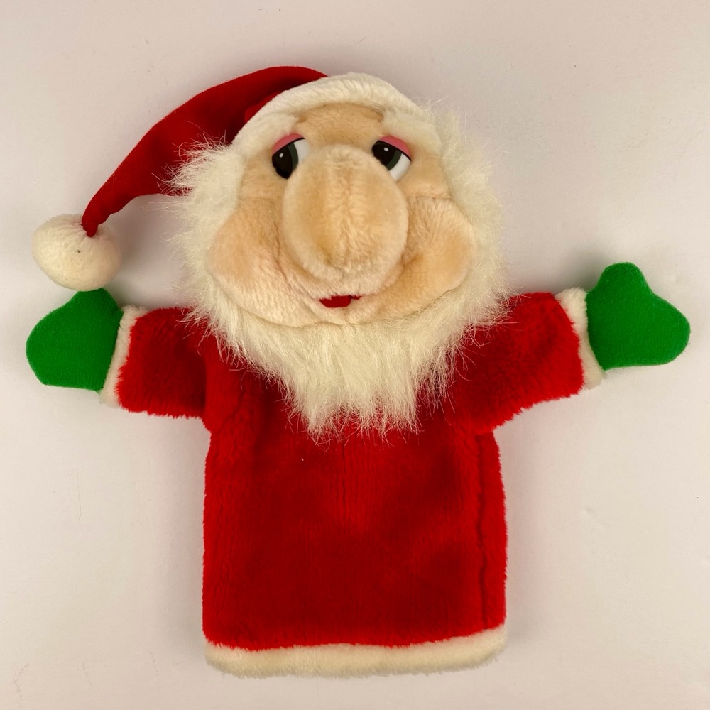 Vintage Santa Claus Hand Puppet  12" Christmas Plush Child's Toy Pretend Play